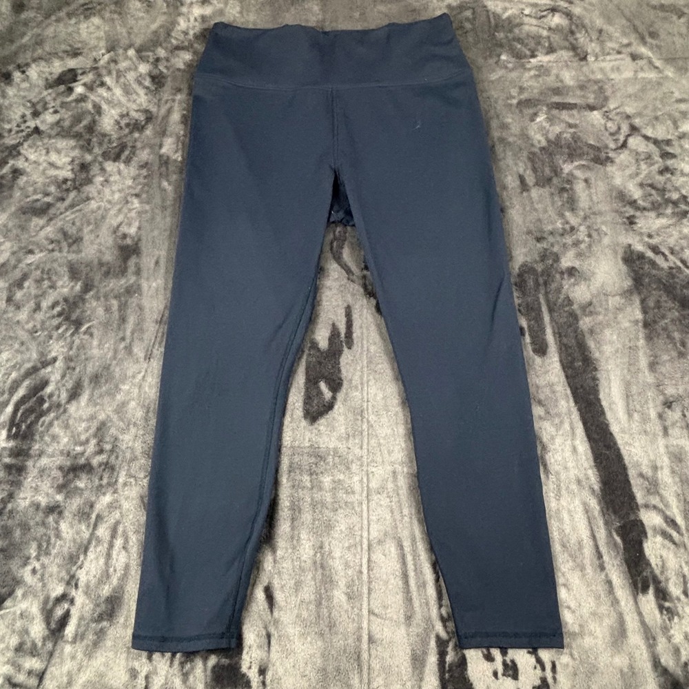 Fabletics PowerHold Leggings Womens M Navy Blue Lattice Back  Activewear